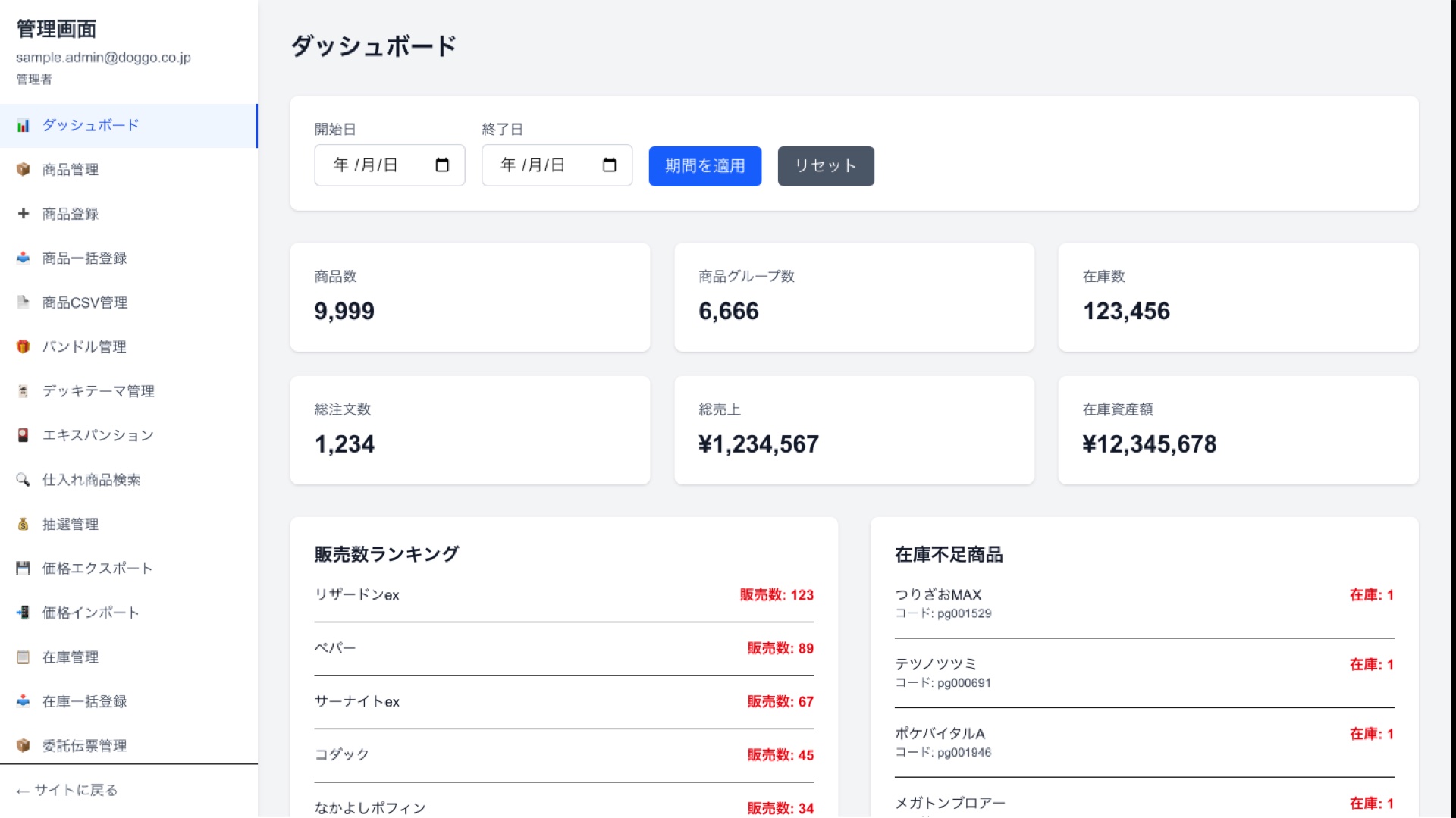 管理画面のイメージ